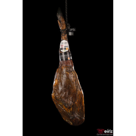 Jamón de Bellota 100 % ibérico. Denominación de Origen Protegida Jabugo. Añada 2024. Brida Negra