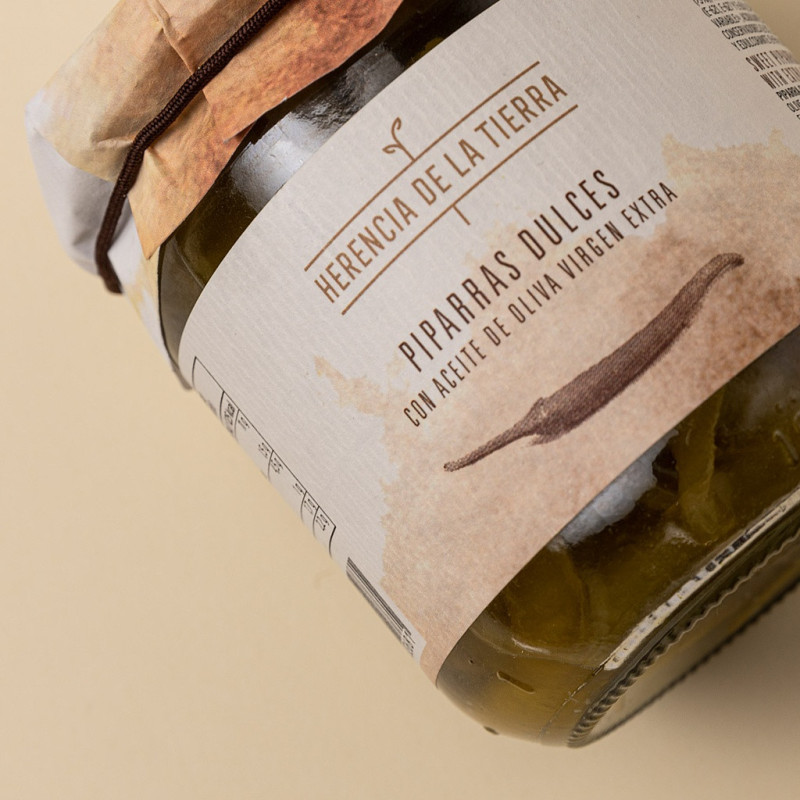 Frasco Piparras con Aceite de Oliva Virgen Extra 345 g Neto HERENCIA DE LA TIERRA Producto Nacional