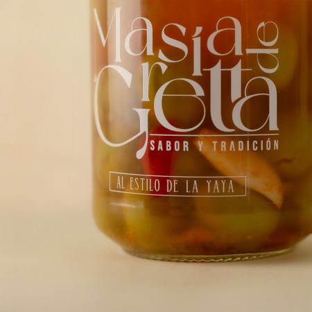 Tarro Aceitunas Aliñadas al Estilo de la Yaya 350 g Neto MASÍA DE GRETTA