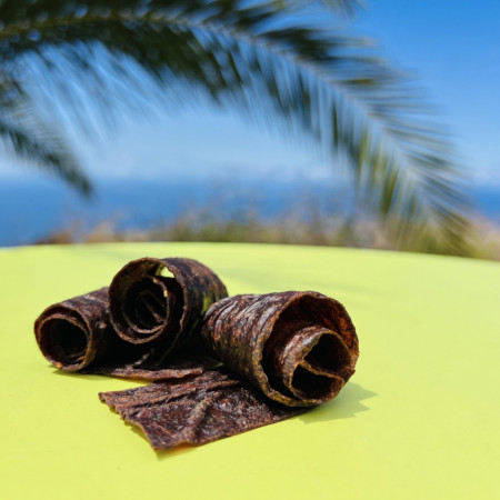 Mousse deshidratada de ciruela con vainilla