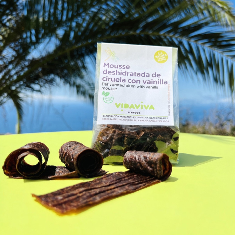 Mousse deshidratada de ciruela con vainilla